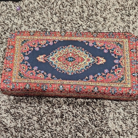 Handbags - Elegant Red and Blue Tapestry Wallet